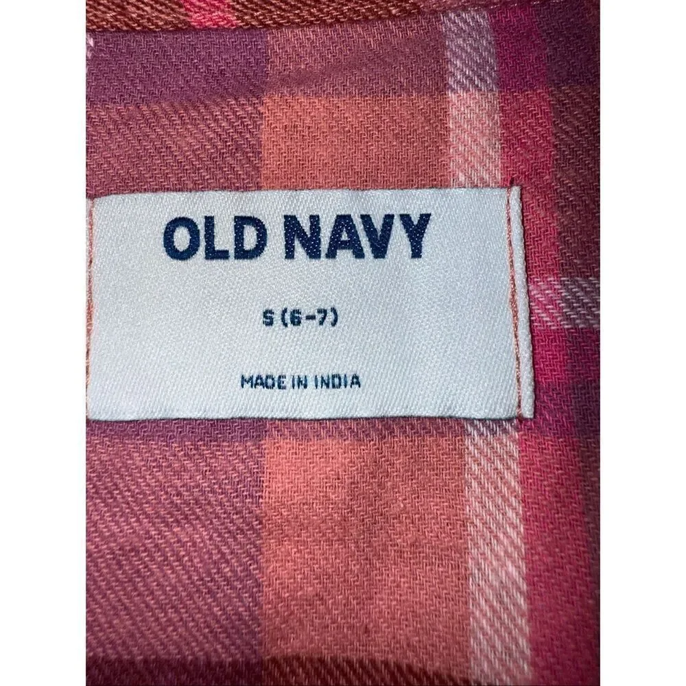 Old navy plaid button up long sleeve S (6-7) NWT #660